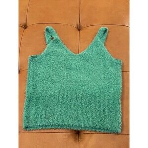 Freshman 1996 Green Knit Tank Top - Size Medium - Soft Cozy Fuzzy‎ Women’s EUC